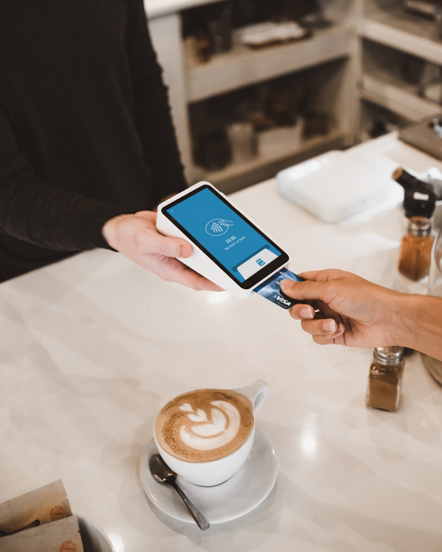 A payment terminal and online checkout setup.